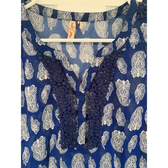 Red Camel Boho Paisley Sheer 3/4 Sleeve Top XS - Picture 2 of 6